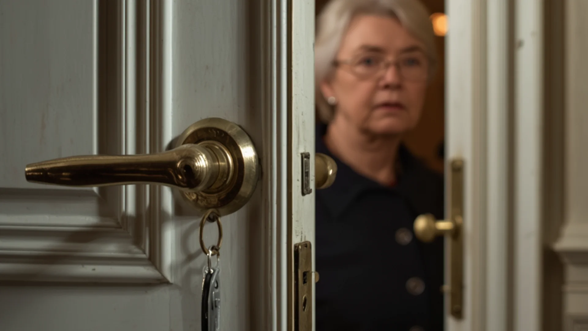 Double cylindre de sécurité sur une porte d'appartement dans le 6e arrondissement de Paris