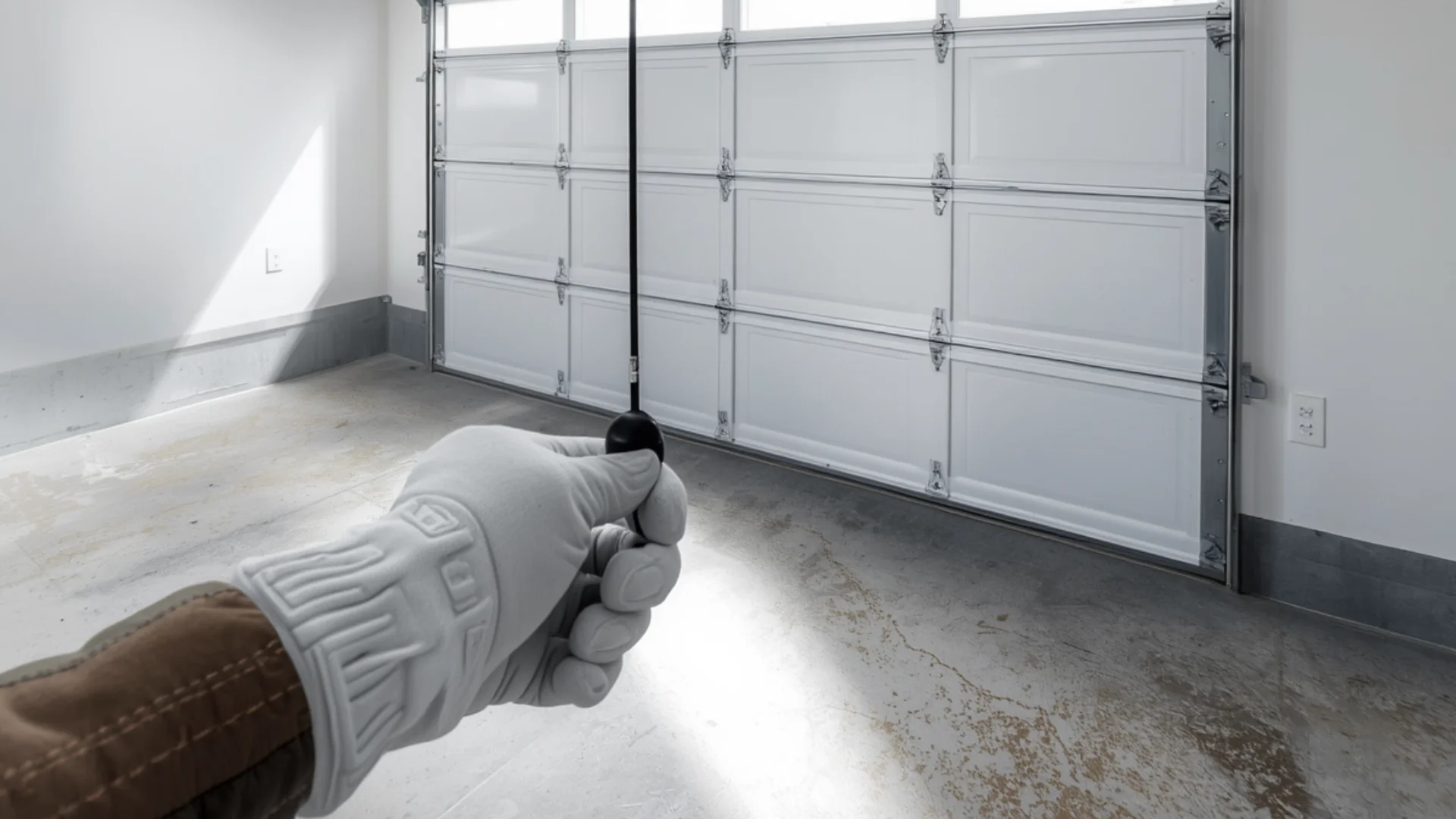 Porte de garage avec système de verrouillage sur une maison à Garches