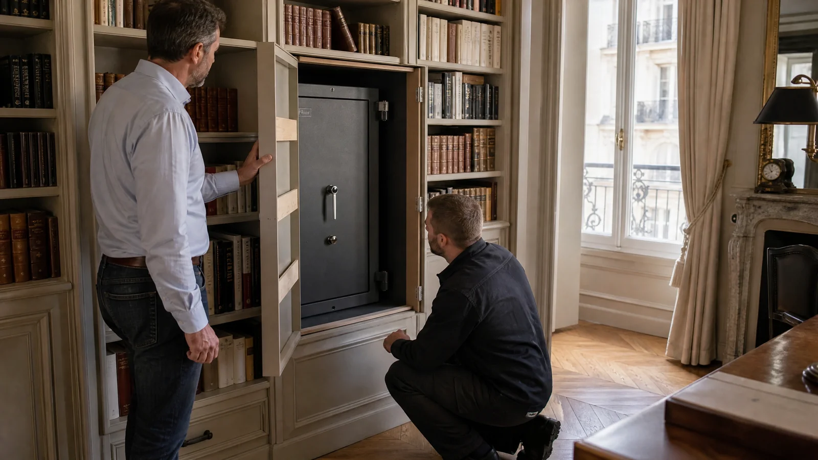 Coffre-fort dissimulé dans une bibliothèque à Paris 6e : avantages et limites de la discrétion totale