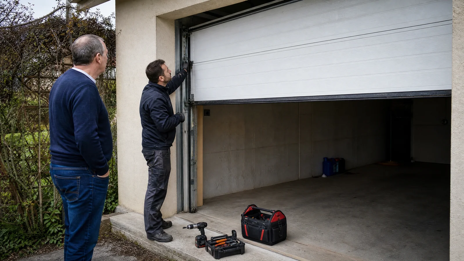 Porte de garage sectionnelle bloquée à Viroflay : les vérifications avant de forcer le moteur